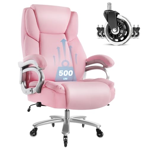 Big and Tall Office Chair 500lbs, Heavy Duty Executive Office Leather Chair for Heavy People