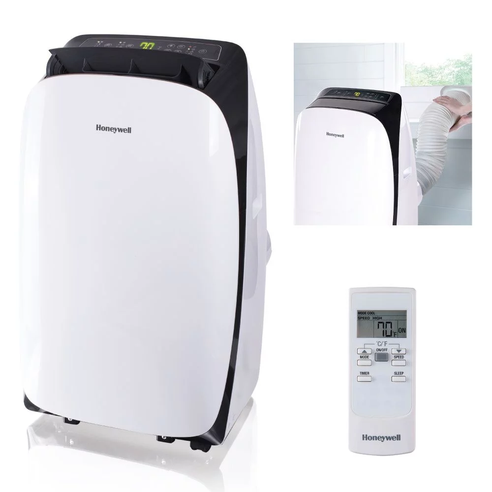 Honeywell HL Series Portable Air Conditioner with Dehumidifier and Remote Control for a Room up to 450 Sq. Ft. (Black/White)