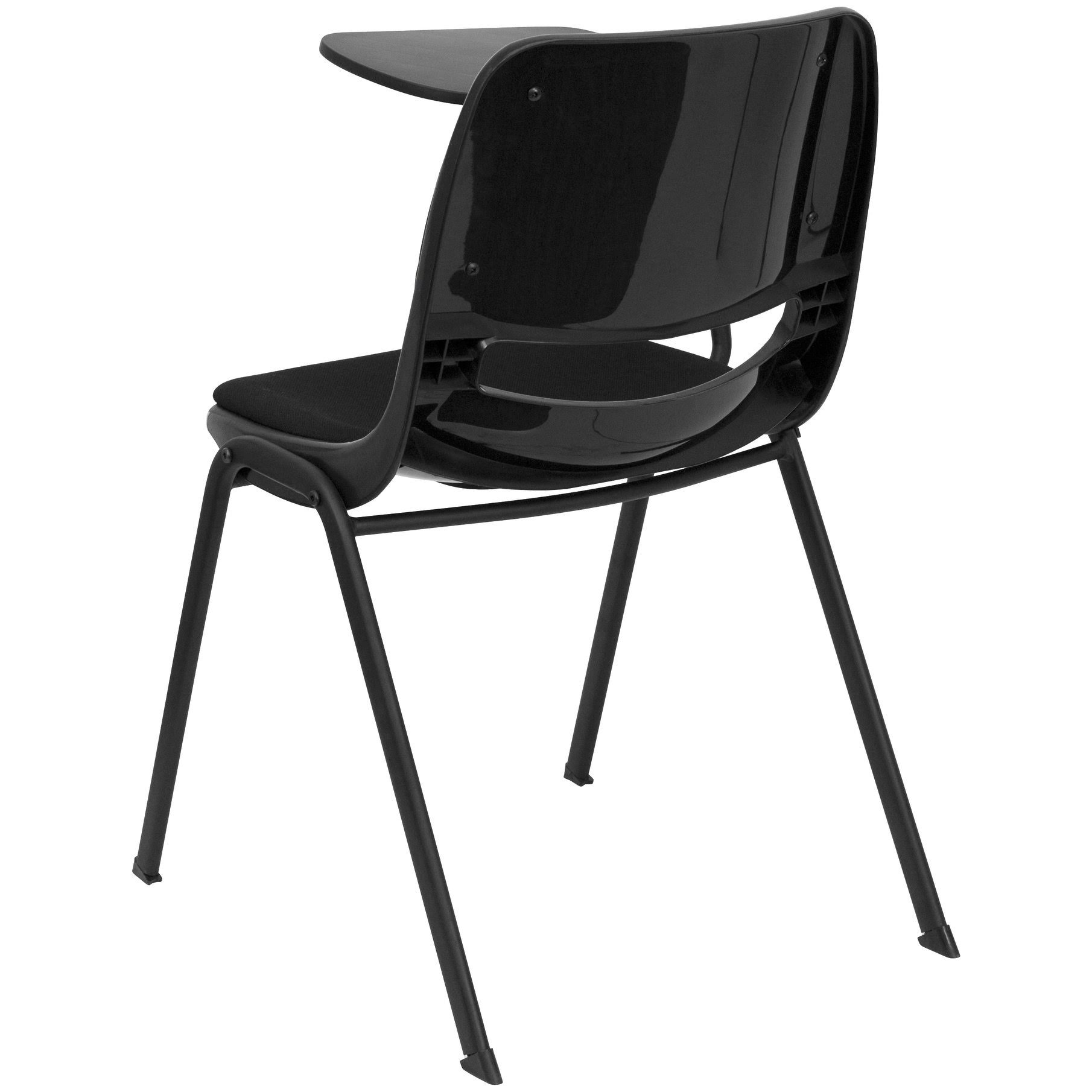 Flash Furniture Black Padded Ergonomic Shell Chair with Right Handed Flip-Up Tablet Arm