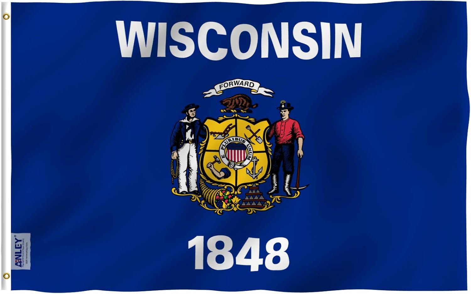 Anley Fly Breeze 3x5 Foot Wisconsin State Flag - Vivid Color and Fade Proof - Canvas Header and Double Stitched