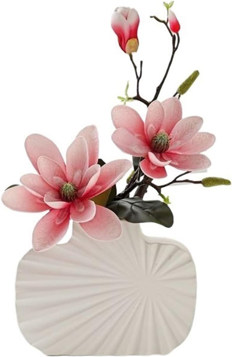 Artificial Flower, Modern Simple Magnolia Fake Flower Arrangement Living Room Simulation Bouquet Vase Flower Arrangement Hotel Decorations