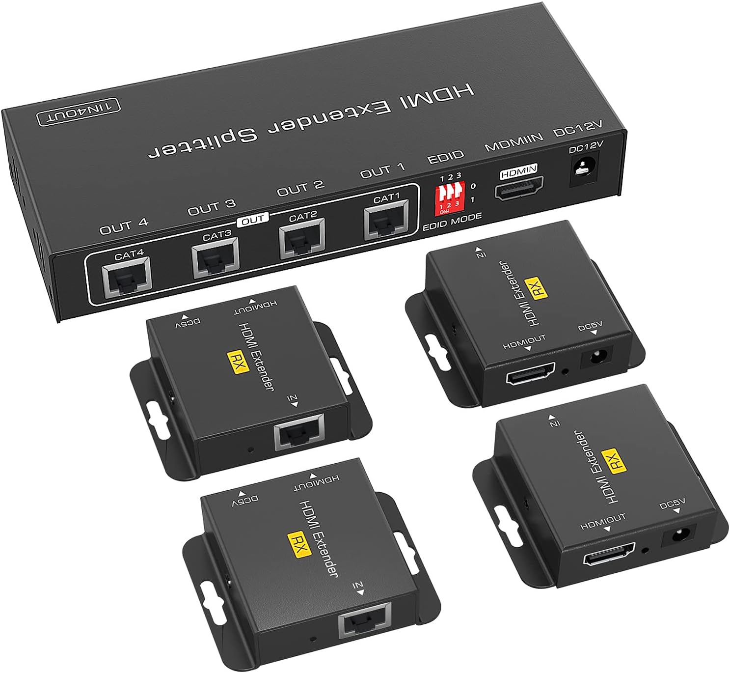 HDMI Extender Splitter 1x4 - CJX 165ft/50m HDMI Extender 1 in 4 Out