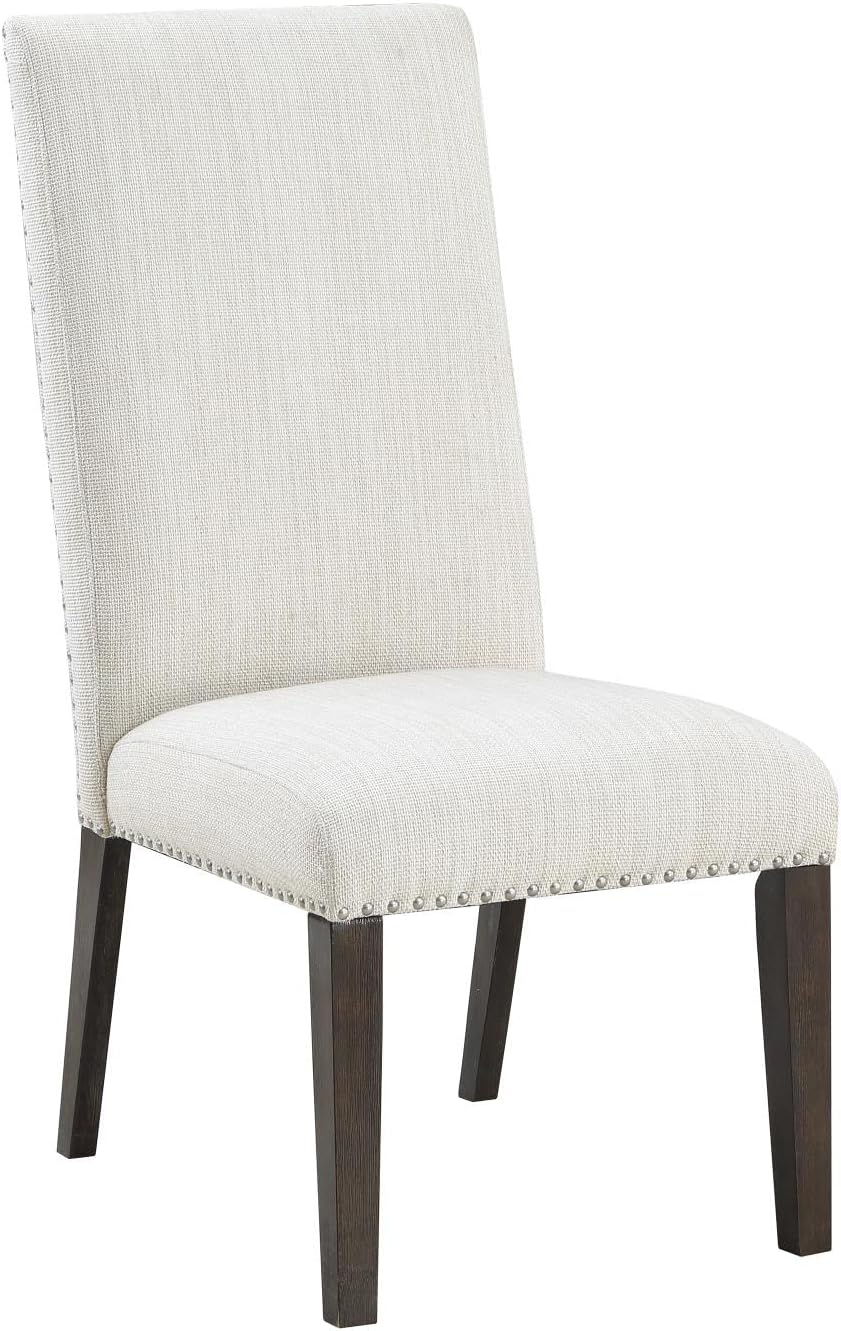 Steve Silver Upholstered Classic Styling, Dusty Charcoal Finish, Cream Fabric, Hutchins Dining Collection, Set of 2 Side Chair