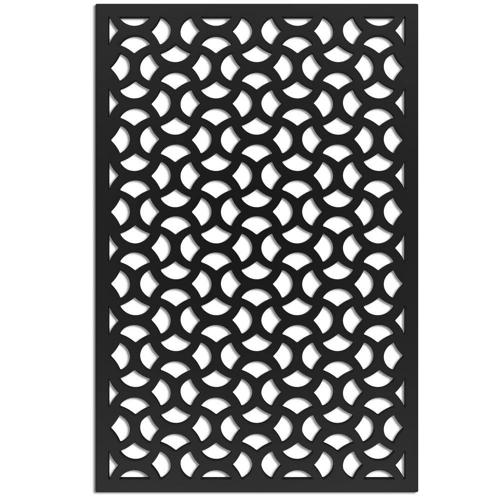 Acurio Latticeworks Casablanca 4 ft. x 32 in. Black Vinyl Decorative Screen Panel