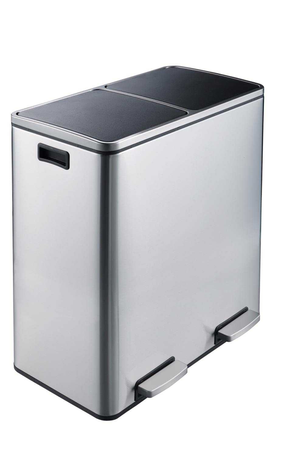 Heim Concept HC-961049-SILVER Heim Concept Stainless Steel 60L Stainless Steel Dual Compartment Trash Can - Matt Silver - Smart Home Appliances