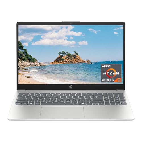 HP 15.6 inch Laptop, HD Touchscreen Display, AMD Ryzen 5 7520U, 8 GB RAM, 512 GB SSD, AMD Radeon Graphics, Windows 11 Home, Natural Silver