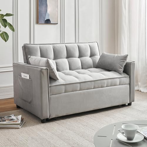 Sleeper Sofa Bed, 3 in 1 Sofa Bed Pull Out Couch Bed with Adjustable Backrest, Modern Sofa Bed for Living Room