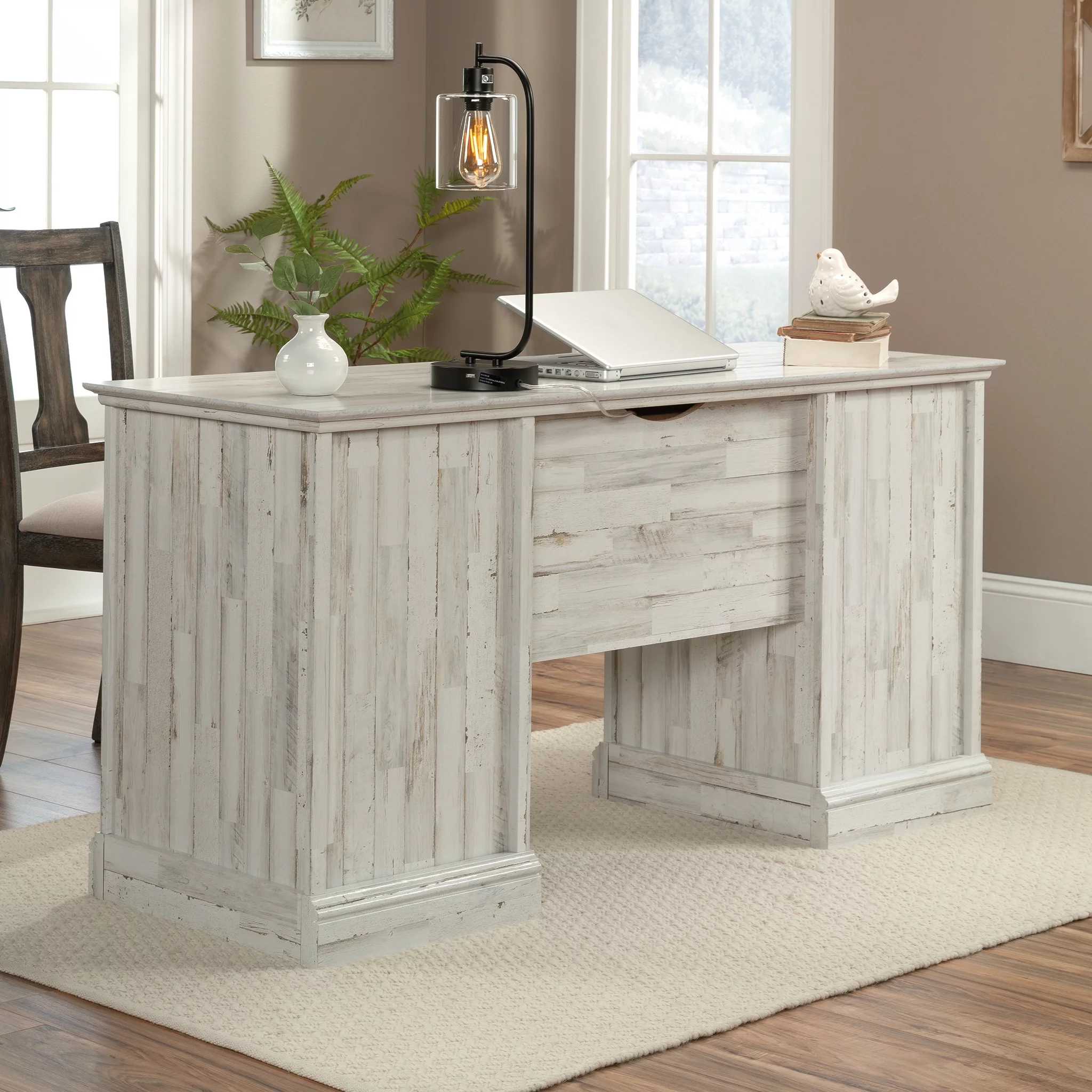 Sauder Barrister Lane Home Office Executive Desk, White Plank Finish - Radiant Selections