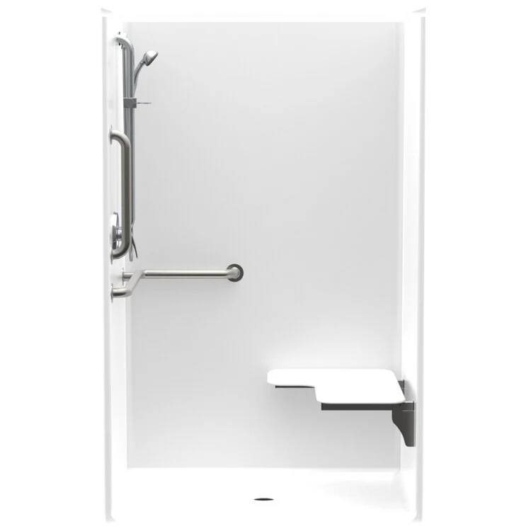 Shower Module 48 x 38 x 77-1/4 Inch Acrylic White 1 Pieces Right Hand Drain Pre-Leveled Base