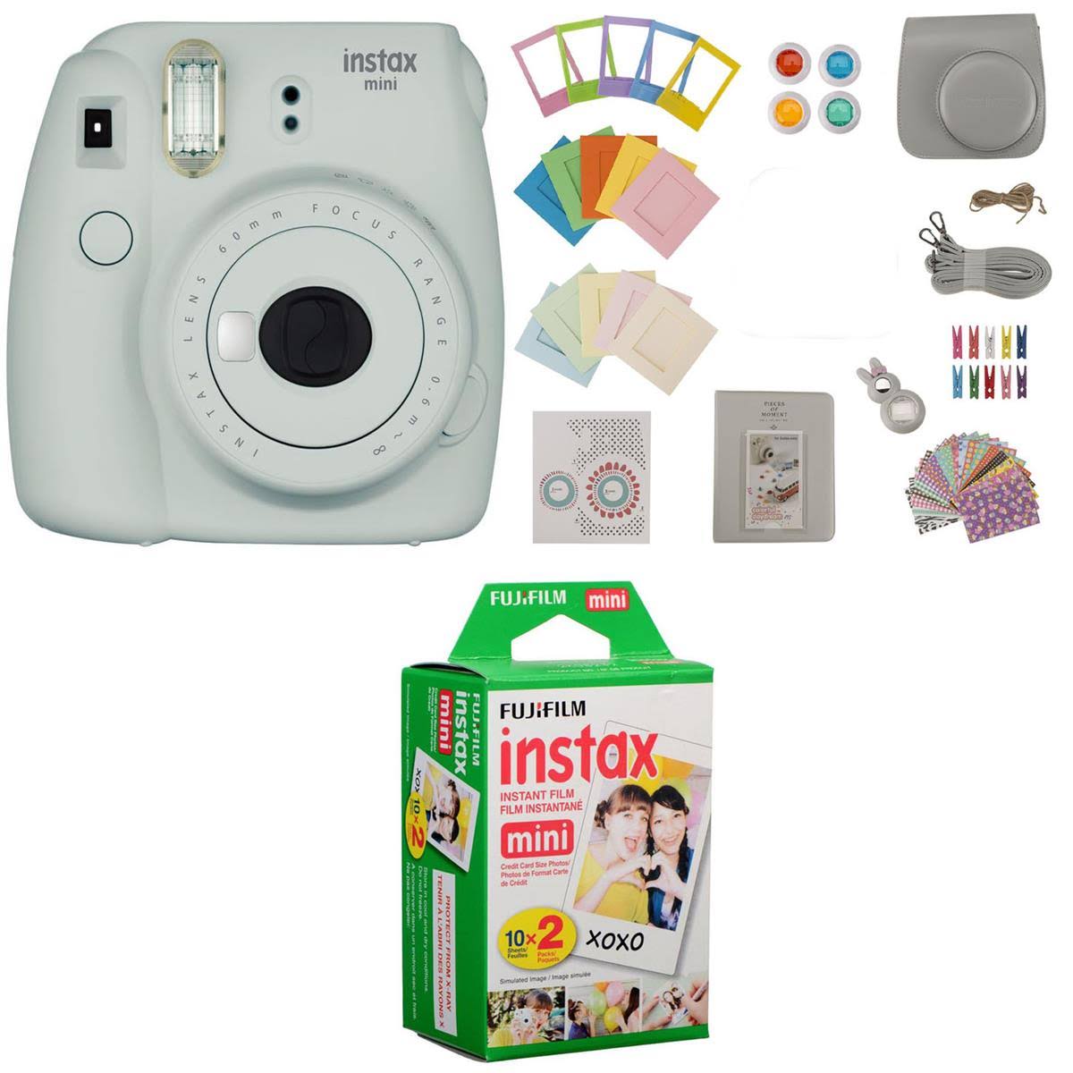 Fujifilm Instax Mini 9 Camera, Smoky White - Bundle with Fujifilm Instax Mini Instant Daylight Film