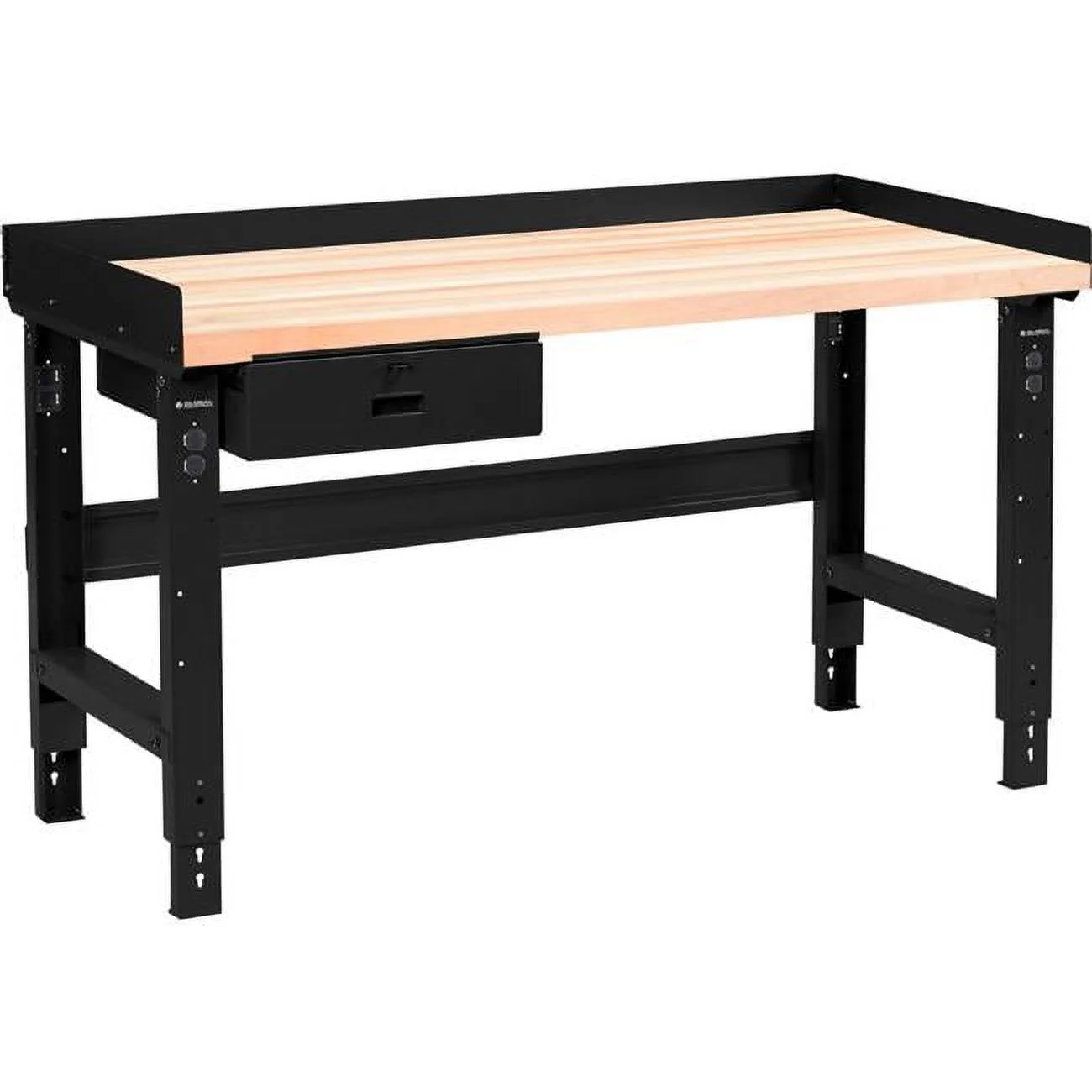 Maple Square Edge Top Adjustable Height Workbench with Drawer, Black - 60 x 30 in. - Curated Treasures Market