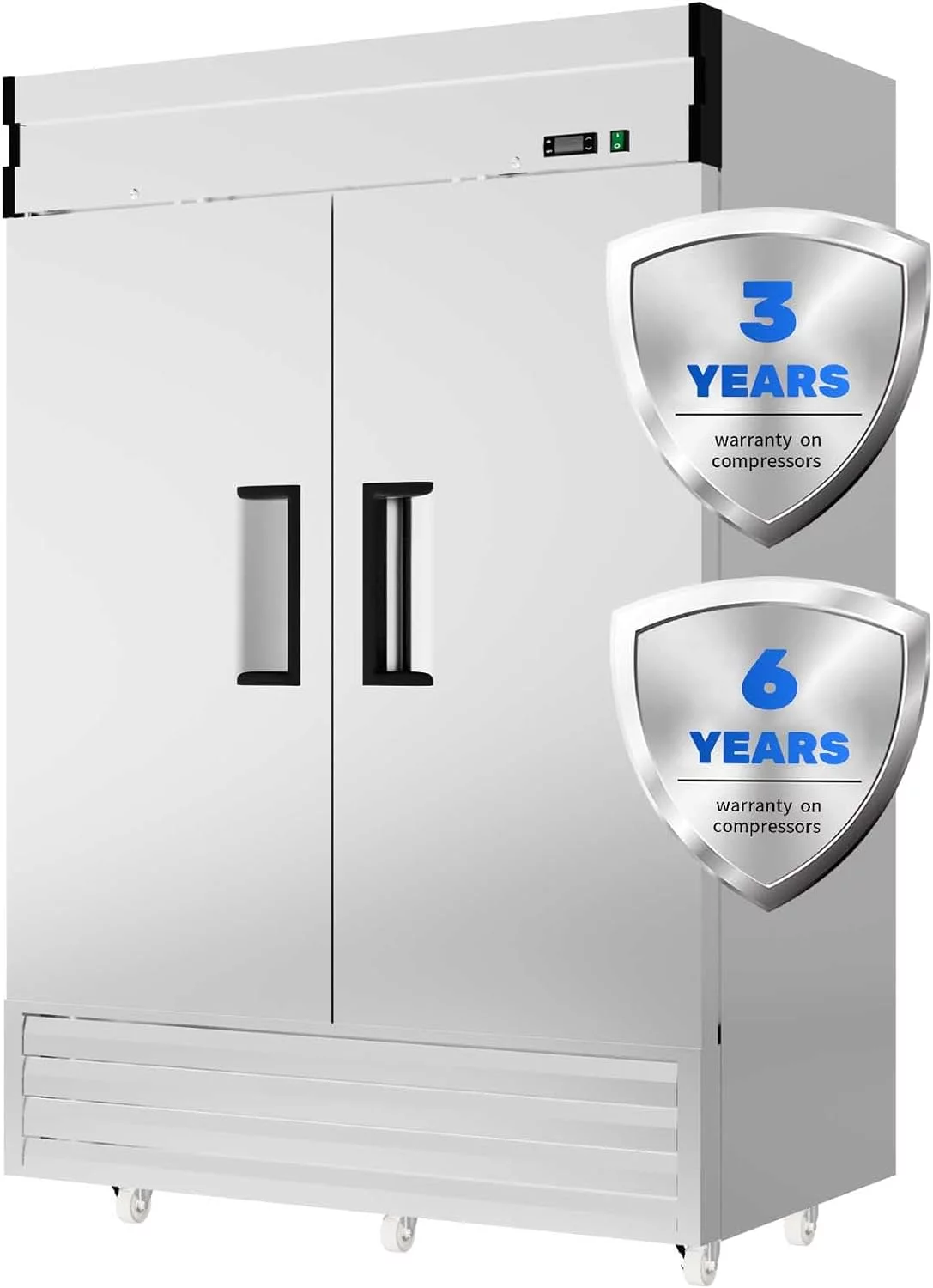 Chingoo 54" Commercial Refrigerator 2-Door, 49 Cu.Ft Reach-in Stainless Steel Upright Refrigerator with Lock, Fan Coolingfor Restaurant and Bar