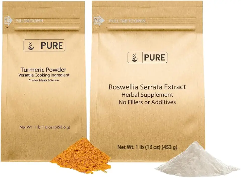 PURE ORIGINAL INGREDIENTS Boswellia Serrata Extract & Turmeric Powder Bundle (1lb), Natural Supplements, No Preservatives - Kansas Nuitrition - HNZSDS