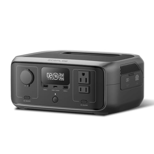 EF ECOFLOW Portable Power Station RIVER 3, 245Wh LiFePO4 Battery Power Station, 300W Up to 600W AC Output,