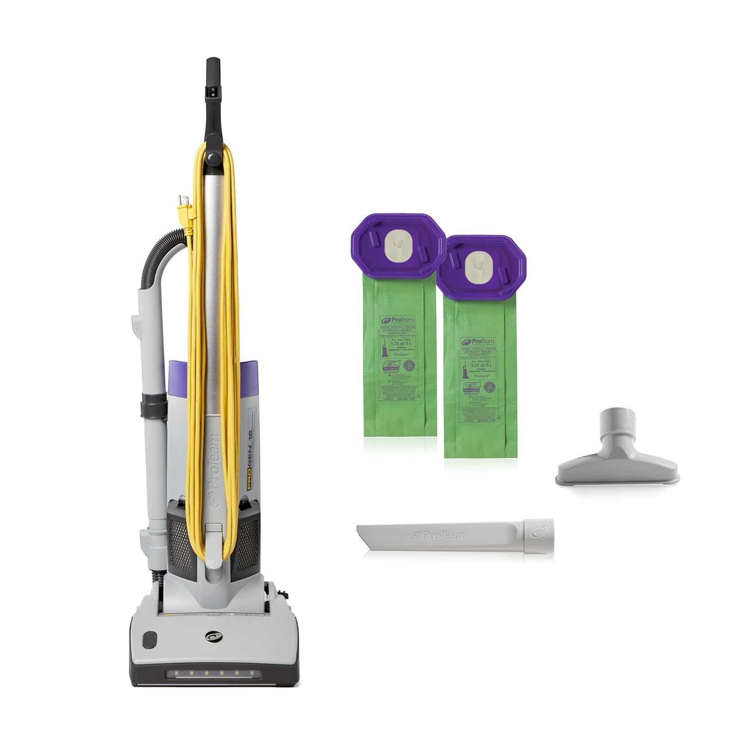 ProTeam ProGen 12 Single Motor Commercial Upright Vacuum with ProLevel HEPA Media Filtration and Onboard Tools, Tool Free Declogging Features