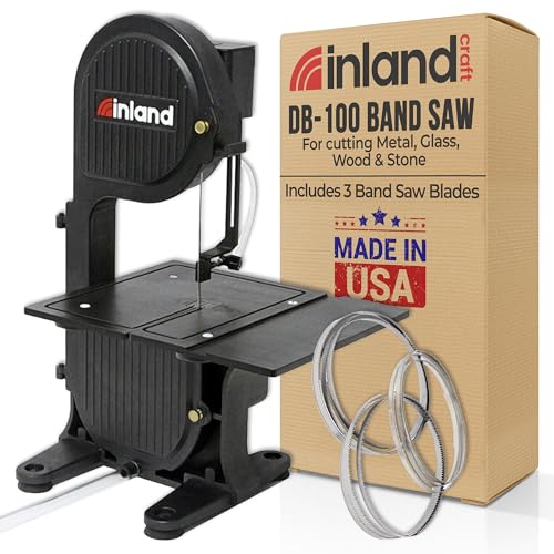 Inland Craft DB-100 Band Saw Machine, Tabletop Wet Saw for Glass, Stone, Plastic, Coral, Mosaics Crafting, Stained Glass Cutter