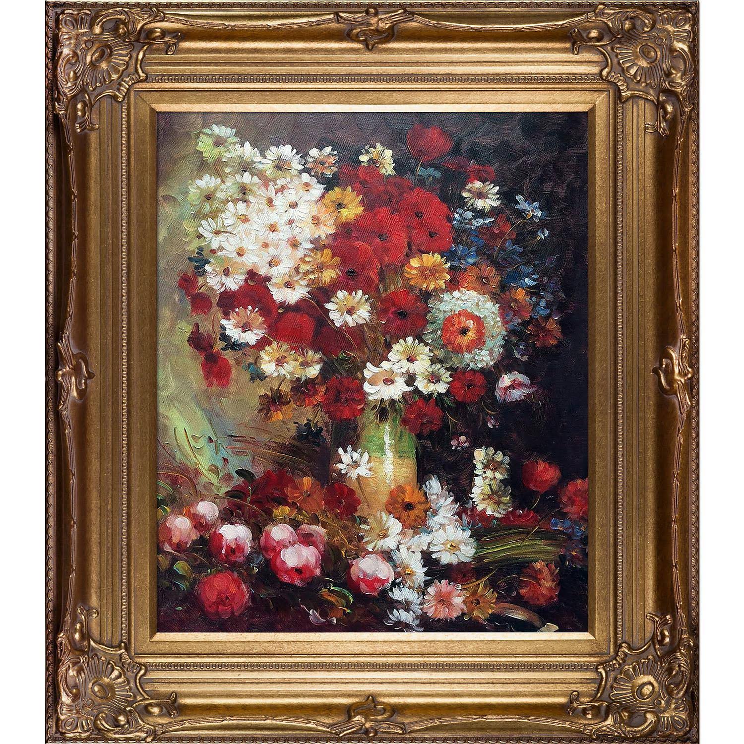 Vincent Van Gogh &Vase with Poppies Cornflowers Peonies and Chrysanthemums& Hand Painted Oil Reproduction, Bronze, La Pastiche