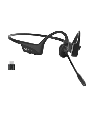 SHOKZ OpenComm2 UC - Bone Conduction Bluetooth Stereo Computer Headset with Boom Mic - USB-C Compatible with PC and Mac - Zoom Certified