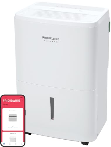Frigidaire 50-Pint Portable Dehumidifier with Wi-Fi and Energy Star Certification for Medium/Large Rooms & Basements, Custom Humidity Control