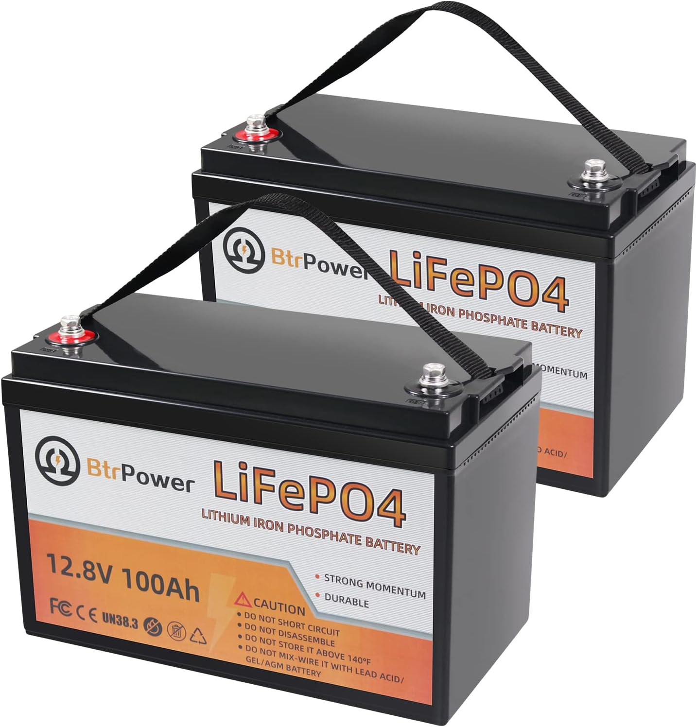 2 Pack 12V 100Ah LiFePO4 Deep Cycle Rechargeable Battery Pack Built-in 100A BMS 5000-7000 Cycles Perfect for RV Solar Marine Overland Off-Grid