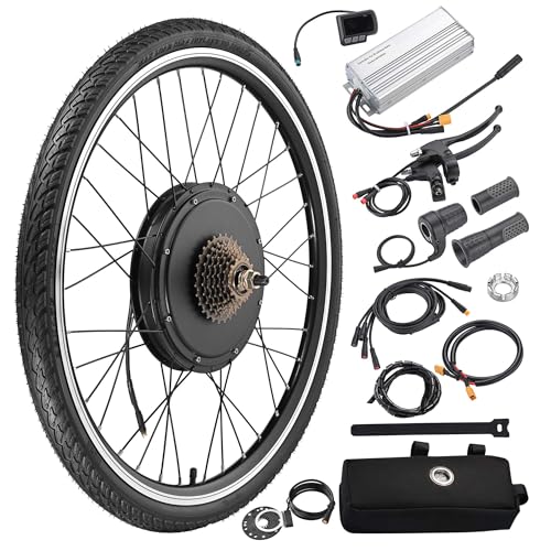 AW Electric Bike Conversion Kit 48V 1000W 26" Front/Rear Wheel Powerful Motor E-Bike Conversion Kit Dual Mode Controller W/LCD Display Twist Throttle