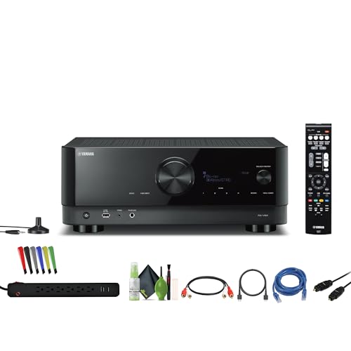 Yamaha RX-V6A 7.2-Channel Surround Sound Network AV Receiver with MusicCast Built-in Wi-Fi and Bluetooth Streaming Home Theater System Bundle with