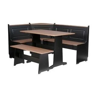 Copper Grove Middlecreek Corner Farmhouse Dinette Set (Black/Pecan)
