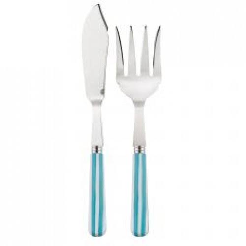 Sabre White Stripe Turquoise Fish Serving Set