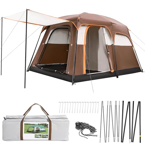 Camping Tent 6 Person Waterproof Windproof Pop-Up Family Tent with Top Rainfly, Mesh Windows, Double Layer, Carry Bag, Tents for Camping, Hiking