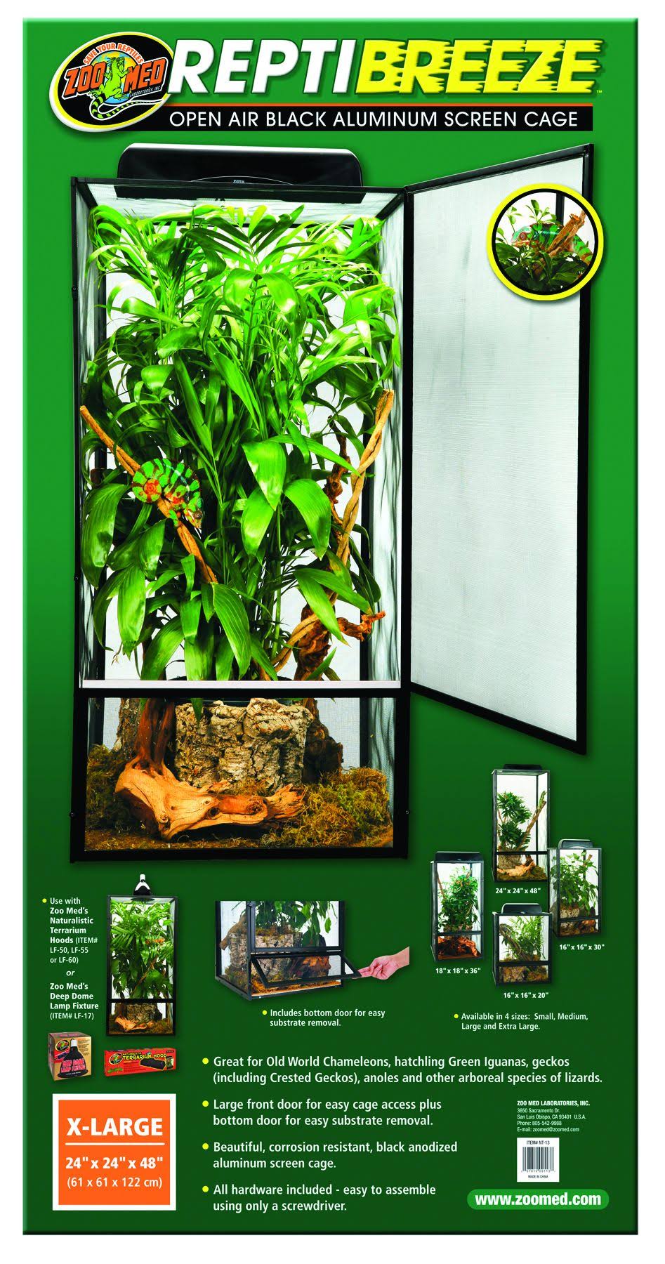 Zoo Med ReptiBreeze Open Air Screen Cage 24 x 24 x 48-Inches