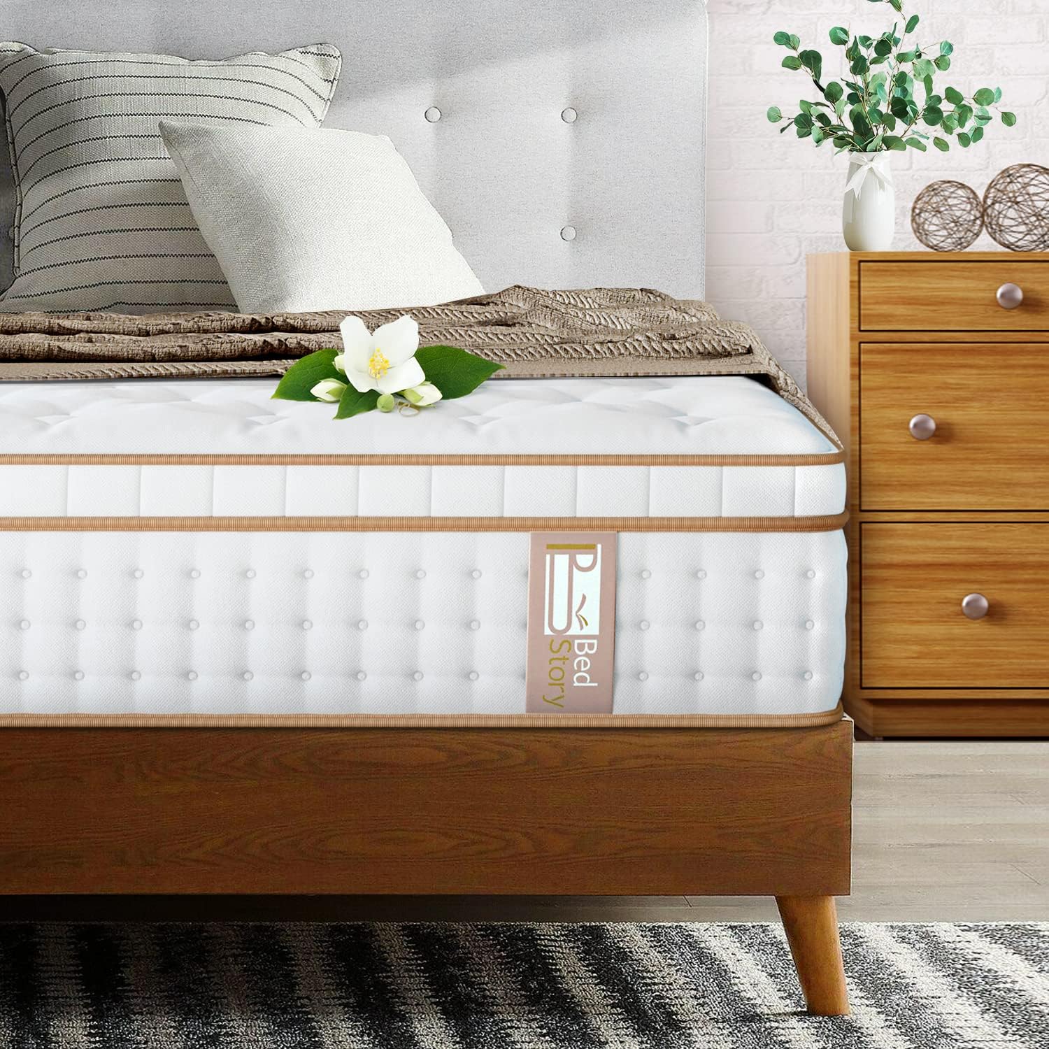 BedStory 12 Inch Queen Mattress, [Ultra-Durable] Gel Fresh Memory Foam and Innerspring Mattress in a Box, Low Motion Transfer