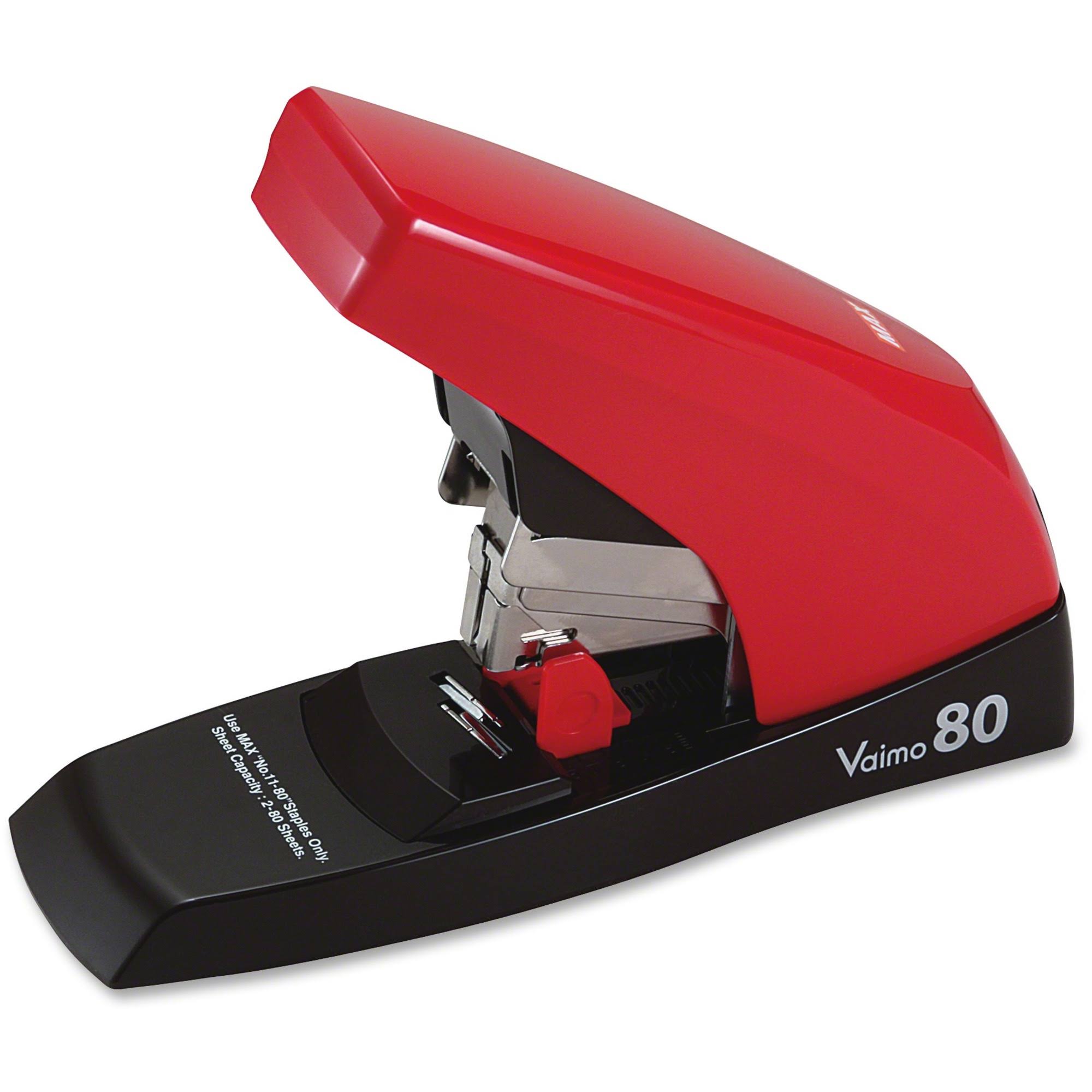 Max Vaimo 80 Heavy-Duty Flat-Clinch Stapler 80-Sheet Capacity Red Brown - Megean