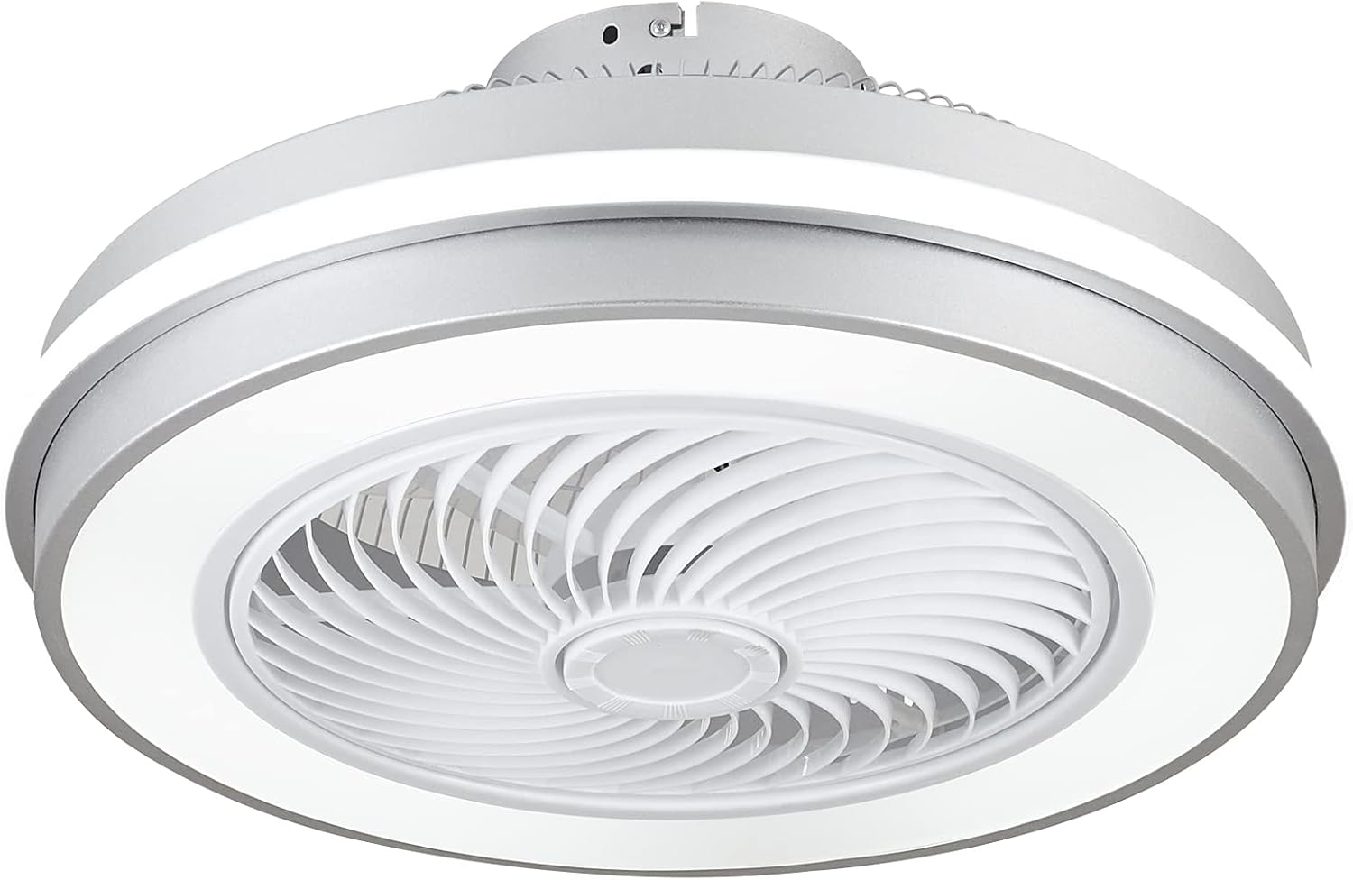 SHENGQINGTOP Modern LED Enclosed Ceiling Fan with Lights Remote Control 40W 20 Inches Round Flush Mount Low Profile Ceiling Fan, 7 Blades