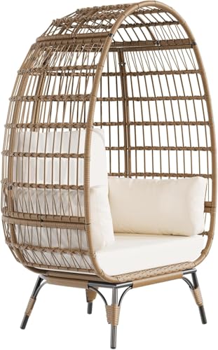GAOMON Egg Chair, Oversized Wicker Outdoor Chairs with Luxury Cushions