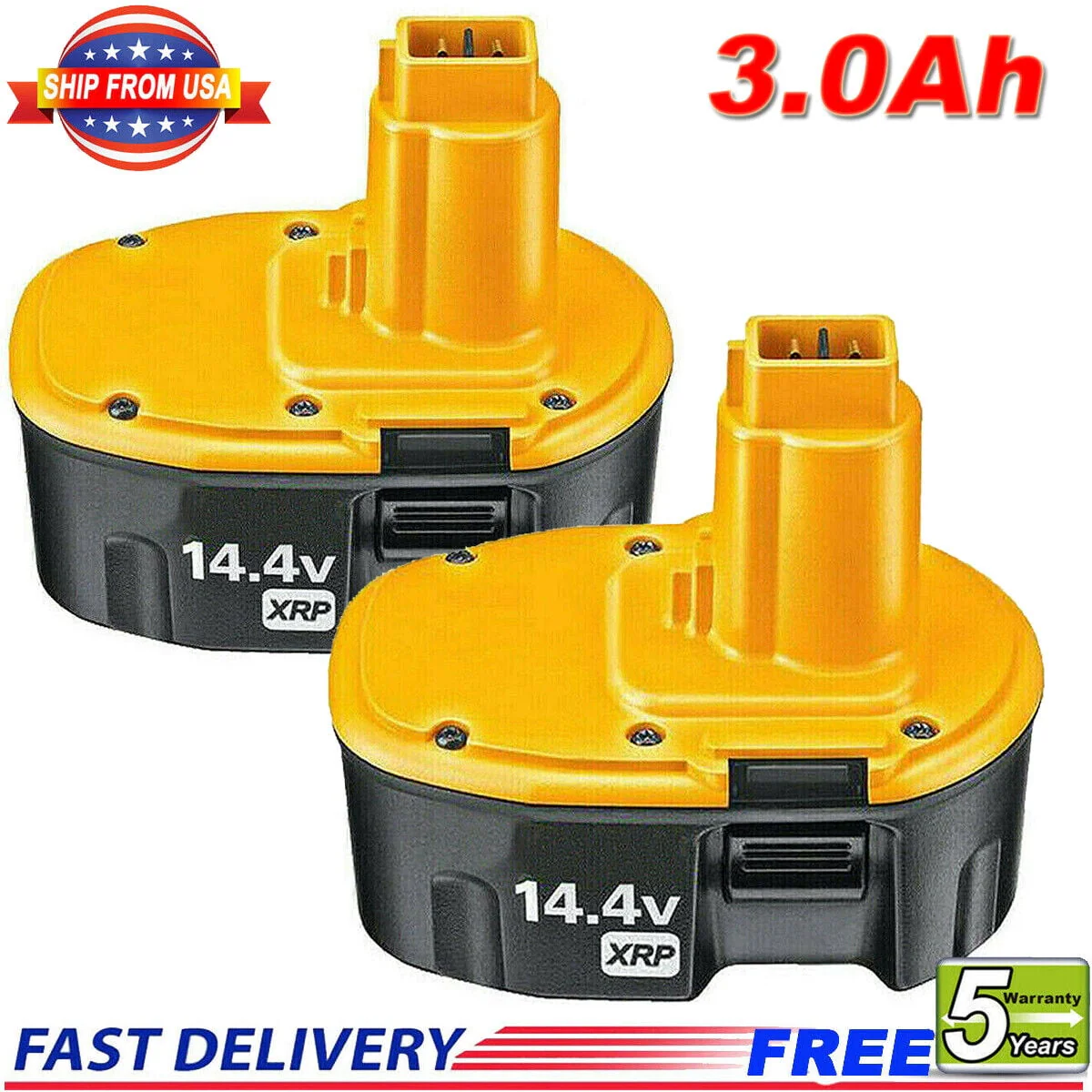 2x 14.4VOLT For DEWALT DC9091 XRP 3.0AH BATTERY PACK Ni-MH DW9091 DW9094 DE9038