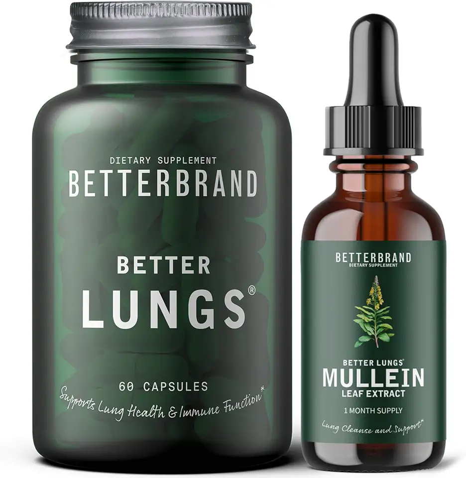 Betterbrand Better Lungs Health Pack - Better Lungs Capsules & Mullein Leaf Tincture Drops | Complete Respiratory Health Supplement | Pack