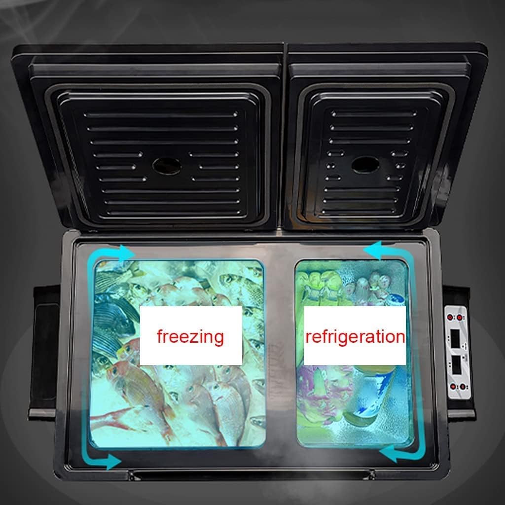 Car Refrigerator, Portable 12V/24V Refrigerator-Freezer, Dual-Purpose Freezer for Car and Home, Dual-Door Dual-Temperature, Compressor Refrigeration