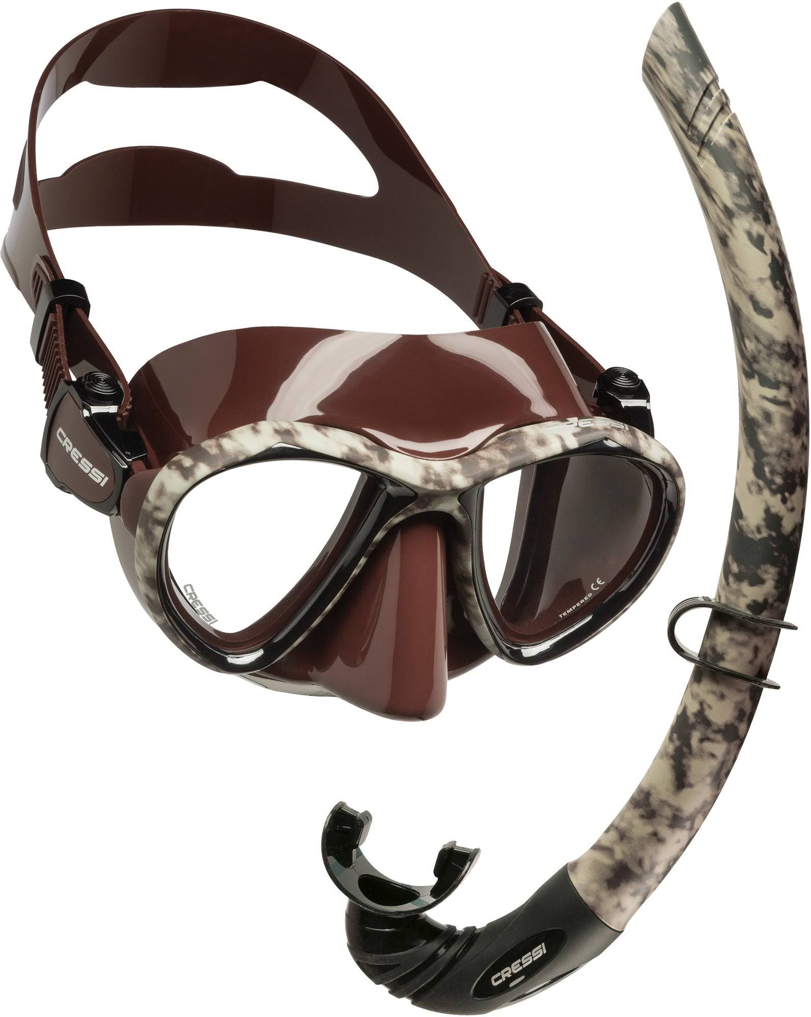 Cressi Metis Mask, Corsica Snorkel Package - Brown Hunter, Green
