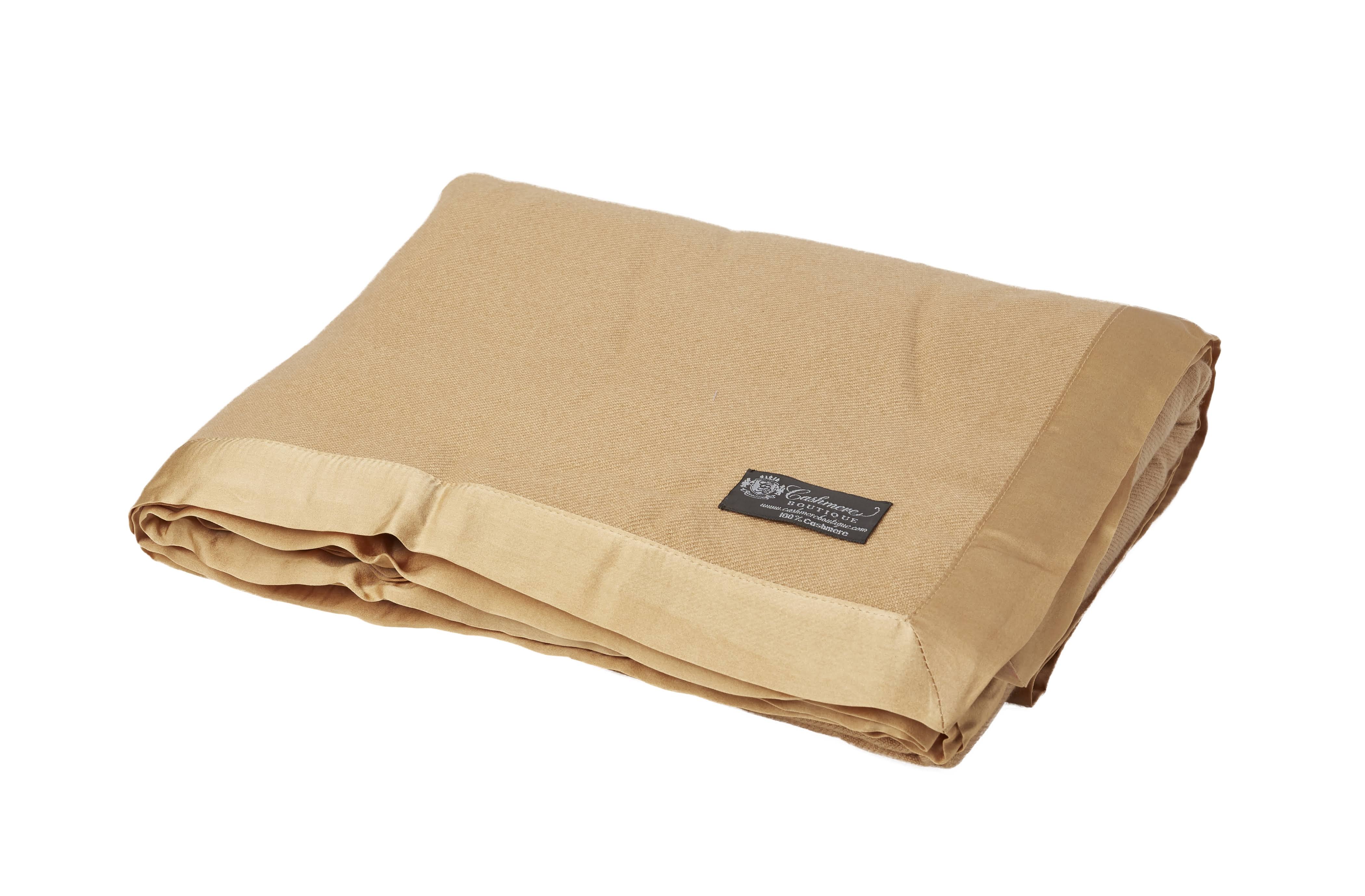 Pure Cashmere Queen Blanket in 4 Ply (Camel, 90 x 90)