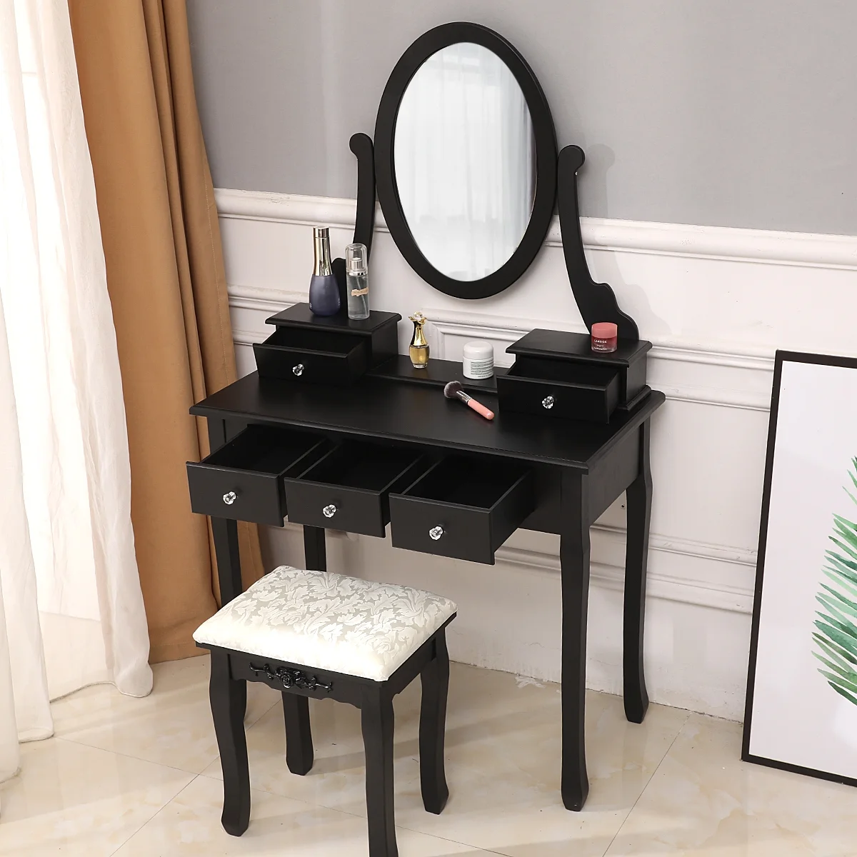 SalonMore Wood Vanity Set Makeup Dressing Table