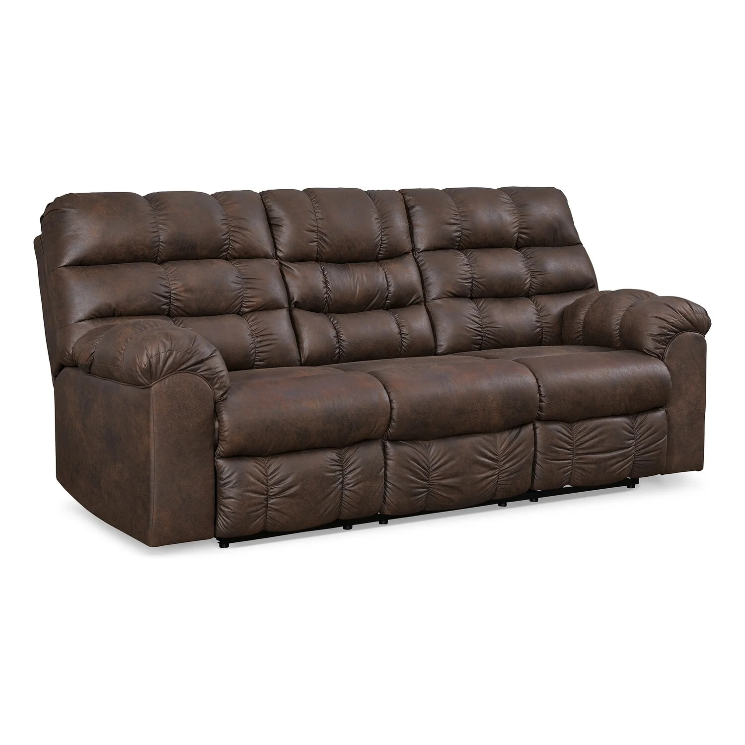 BenJara Cuf 90 Inch Reclining Sofa With Drop Down Table, 2 Cup Holder, Dark Brown