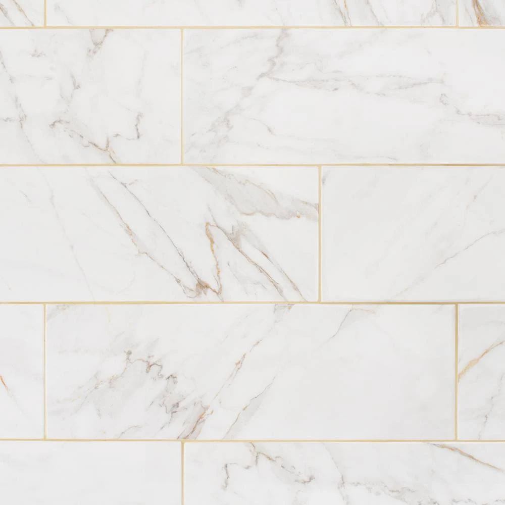 Marazzi LuxeCraft Calacatta Gold Marble 8 in. x 24 in. Glazed Ceramic Wall Tile (13.3 Sq. ft./Case), Calacatta Marble