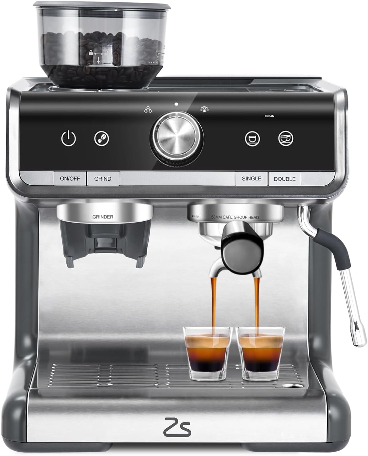 Espresso Machine, 20 Bar Coffee Maker with Milk Frother Steam Wand, Semi-Automatic Coffee Machine for Cappuccino, Latte, Fast Heating, Stainless Steel