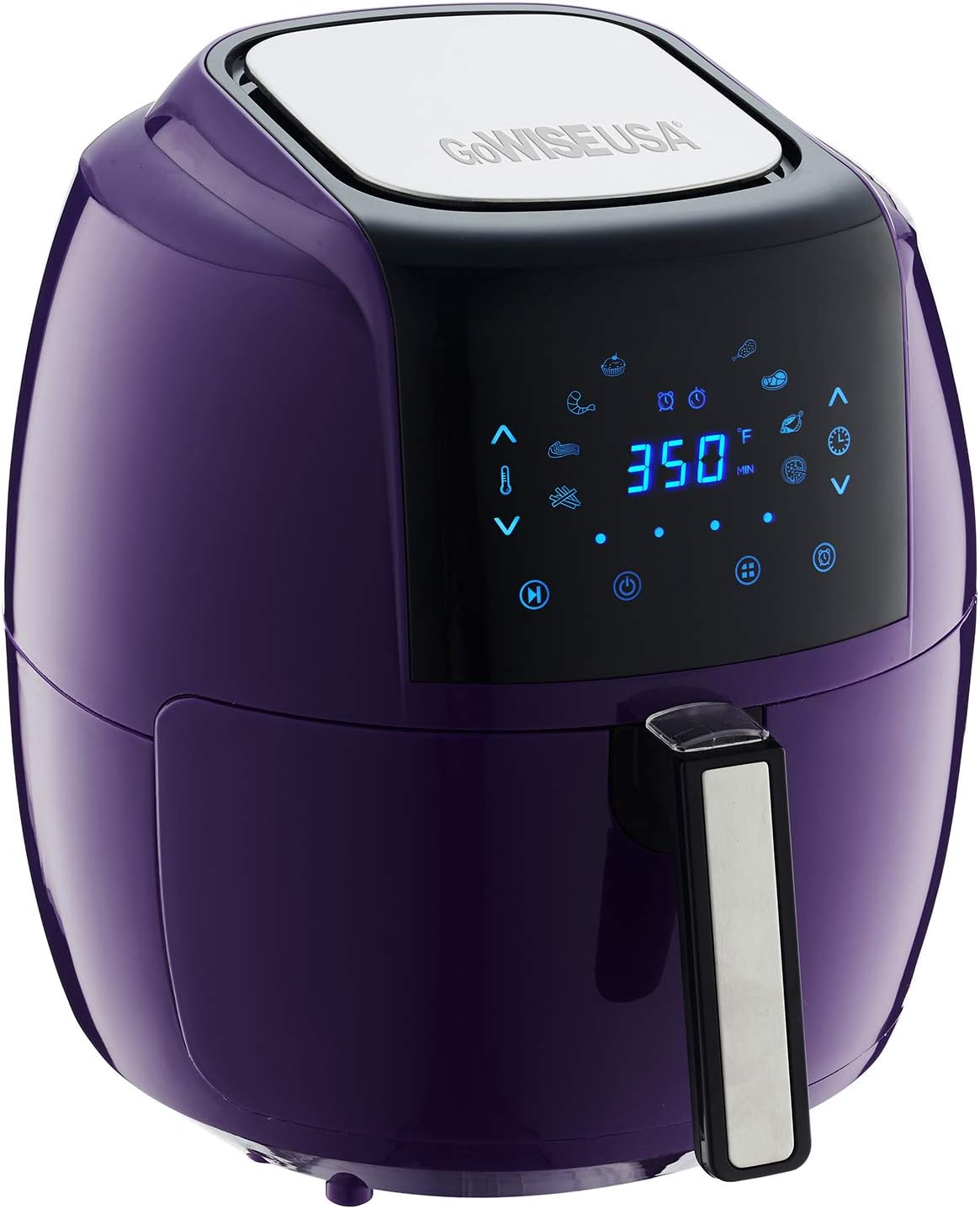 GoWISE USA 5.8-Quart Programmable 8-in-1 Air Fryer XL + Recipe Book (Plum)