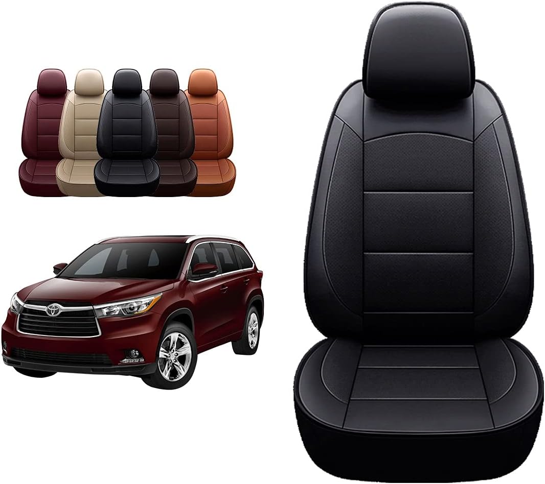 OASIS AUTO 2014-2019 Highlander Custom Fit PU Leather Seat Cover Compatible with 2014 2015 2016 2017 2018 2019 Highlander (40/60 Bench 2nd Row, Black)