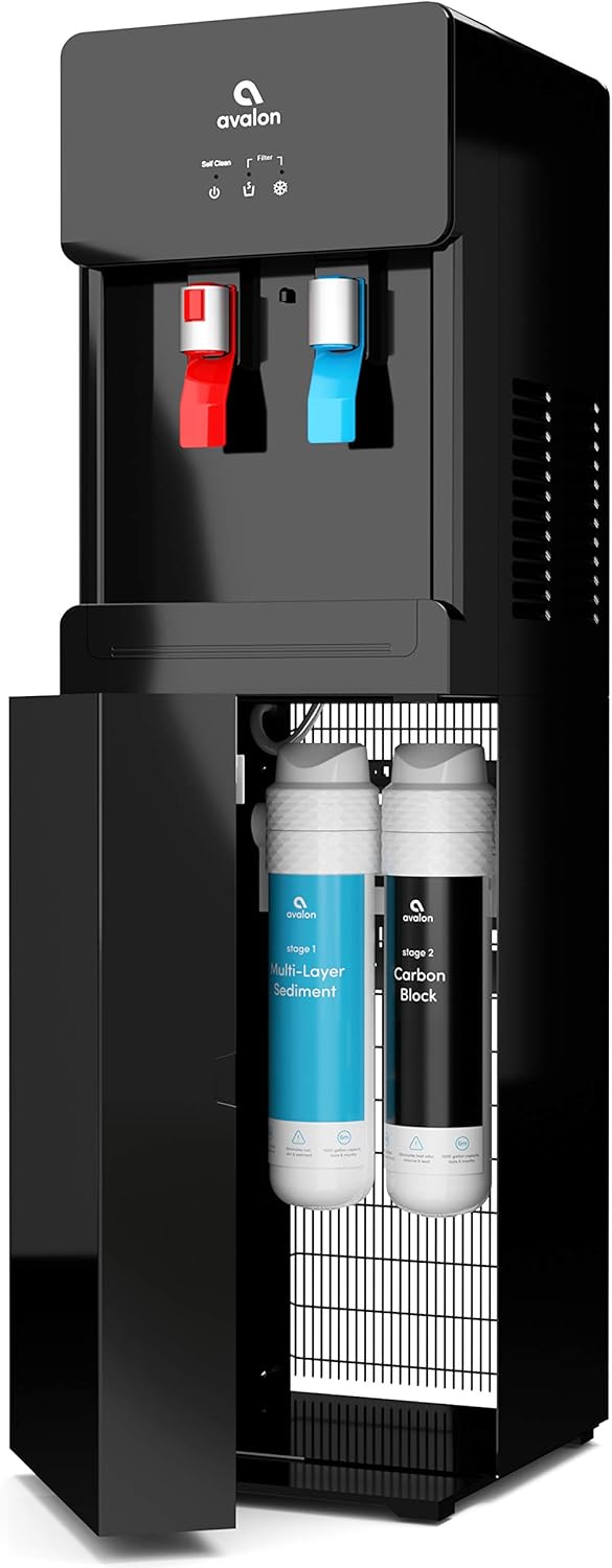 Avalon A7BOTTLELESSBLK Self Cleaning Touchless Bottleless Cooler Dispenser-Hot & Cold Water Child Safety Lock, UL/Energy Star, Black
