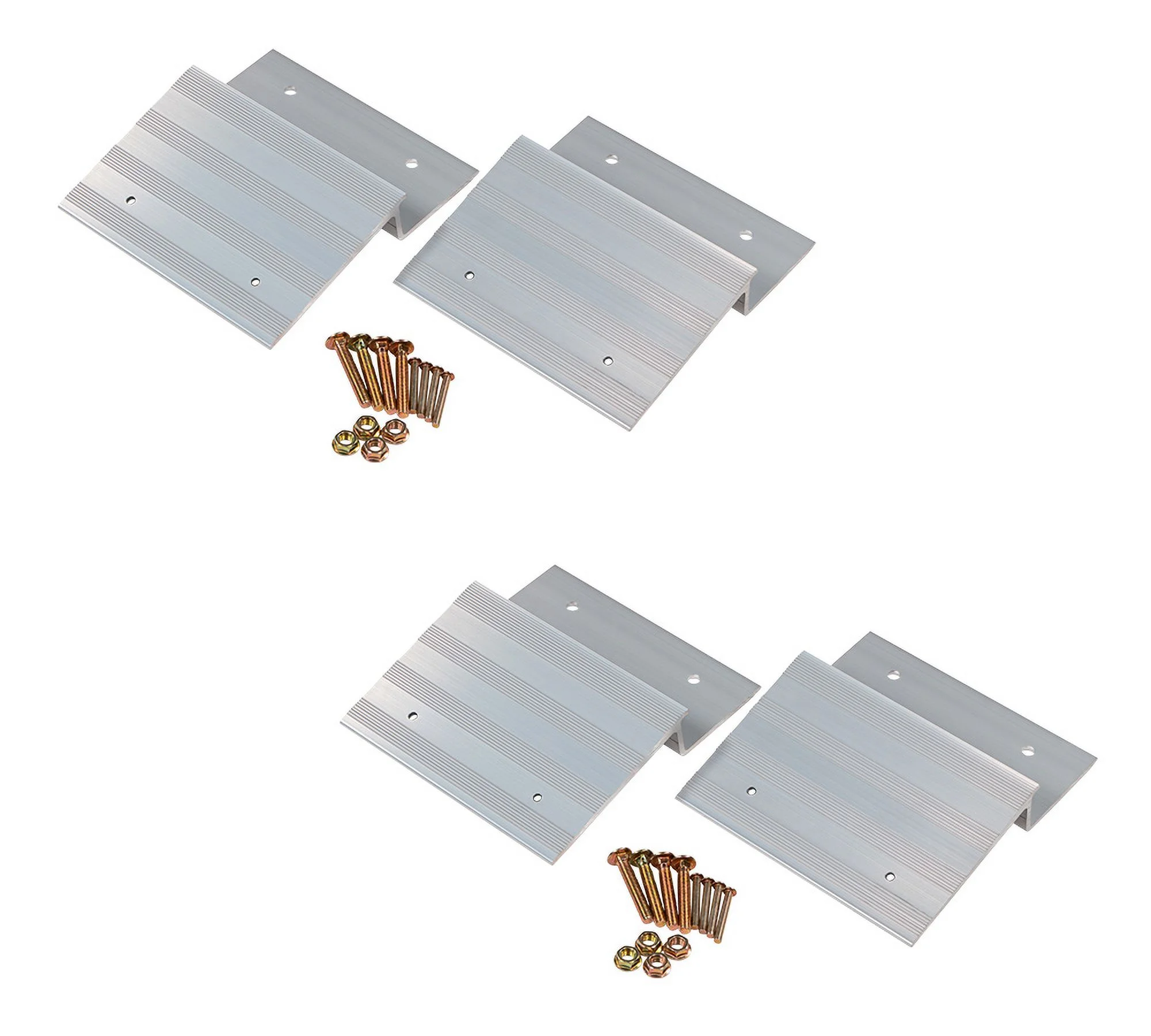 2 Pack 8" x 8" DIY Aluminum Ramp Kit Plates (2 Sets) - Lightweight Silver Ramp Brackets for Load and Unloading ATVs, Motorcycles, Lawn Mower