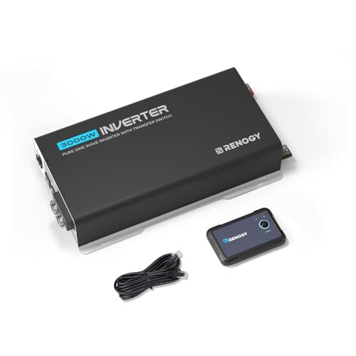 Renogy Inverter PUH, 3000W Pure Sine Wave Power Inverter with UPS Transfer Switch & Bluetooth, 12V DC to 120V AC Converter for RV, Truck, Home