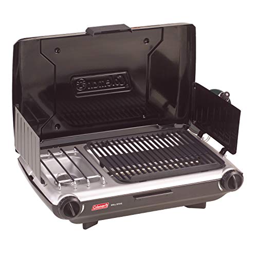 Coleman Tabletop 2-in-1 Camping Grill/Stove, 2-Burner Propane Grill & Stove with Adjustable Burners & 20,000 BTUs of Power, Great for Camping