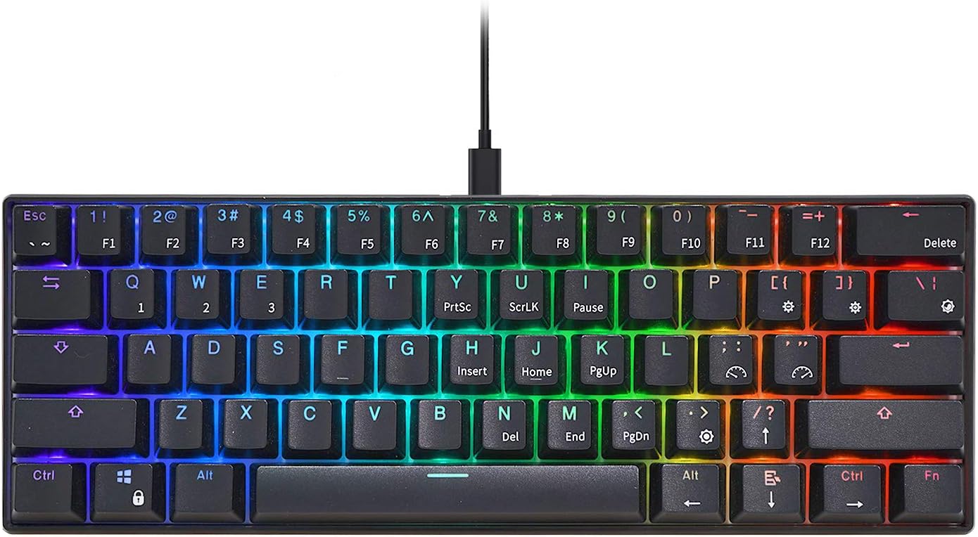 RK ROYAL KLUDGE RK61 Wired 60% Mechanical Gaming Keyboard RGB Backlit Ultra-Compact Hot-Swappable Blue Switch White